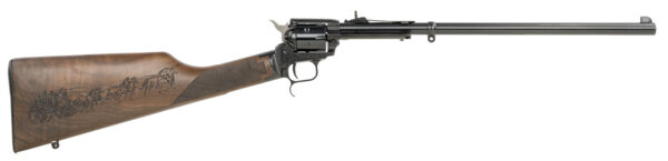 Heritage Mfg BR226B16HSWB01 Rough Rider Rancher 22 LR 6rd 16" Barrel, Black Metal Finish, Exposed Hammer, Walnut Stagecoach Engraved Stock