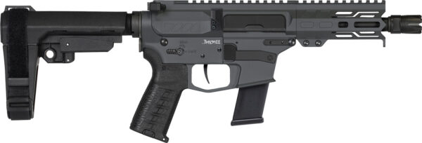 CMMG 45AB70FSG Banshee MKG 45 ACP 13+1 5" Black Nitride Medium Taper Threaded Barrel, EML 4" M-LOK Handguards, Sniper Gray Cerakote Aluminum Picatinny Rail Receiver, CMMG Zeroed Grips