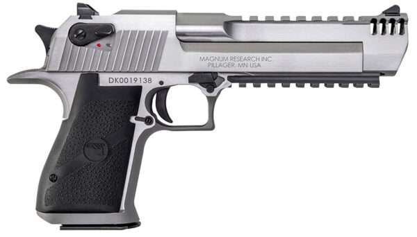 Magnum Research DE50SRMB Desert Eagle Mark XIX 50 AE 6" with Muzzle Brake 7+1 Overall Stainless Steel Black Rubber Grip
