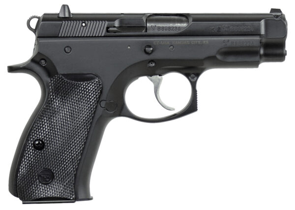 CZ-USA 91190 CZ 75 Compact 9mm Luger 14+1 3.75" Blued Steel Barrel, Black Serrated Steel Slide, Black Polycoat Steel Frame w/Beavertail, Black Plastic Grip