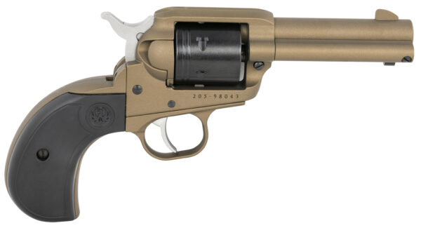 Ruger 2017 Wrangler  22 LR  3.75" Burnt Bronze Cerakote Barrel & Frame, 6 Shot Black Cerakote Cylinder, Synthetic Grip On A Birdshead Pattern Grip Frame Grip, Transfer Bar Safety