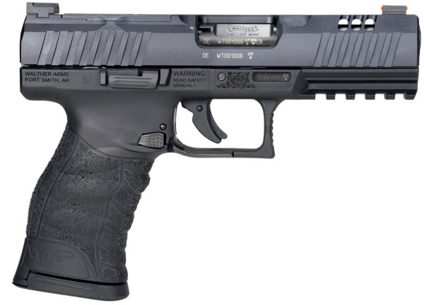 Walther Arms 5220302 WMP Optic Ready 22 WMR 10+1 4.50" Stainless Steel Barrel, Black Optic Ready/Serrated Slide, Black Polymer Frame w/Picatinny Rail, Black Polymer Grip, Right Hand