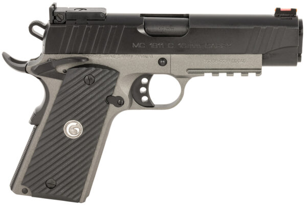 EAA GIRSAN 390608 MC1911 C  Carry Frame 10mm Auto 9+1 4.40" Black Steel Barrel, Black Serrated Steel Slide, Matte Gray Steel Frame w/Beavertail & Picatinny Rail, Black Grip, Ambidextrous