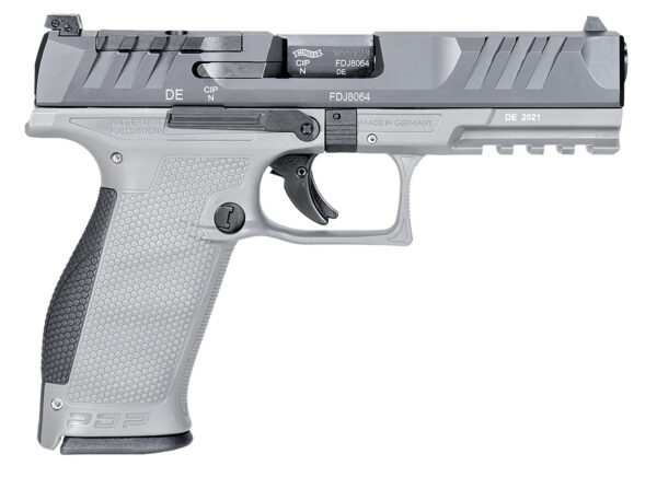 Walther Arms 2858371NP3 PDP  Full Size Frame 9mm Luger 18+1 4.50" Polygonal Rifling Barrel, Optic Ready/Serrated Stainless Steel Slide, Gray Polymer Frame w/Picatinny Rail, Ambidextrous