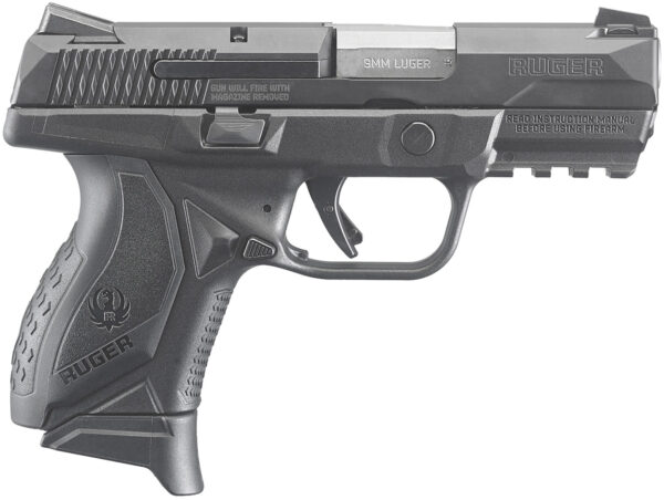 Ruger 8635 American  Compact Frame 9mm Luger 17+1 3.55" Stainless Steel Barrel, Black Nitride Serrated Stainless Steel Slide, Black Polymer Frame w/Picatinny Rail, Textured Wraparound Grip, Right Hand