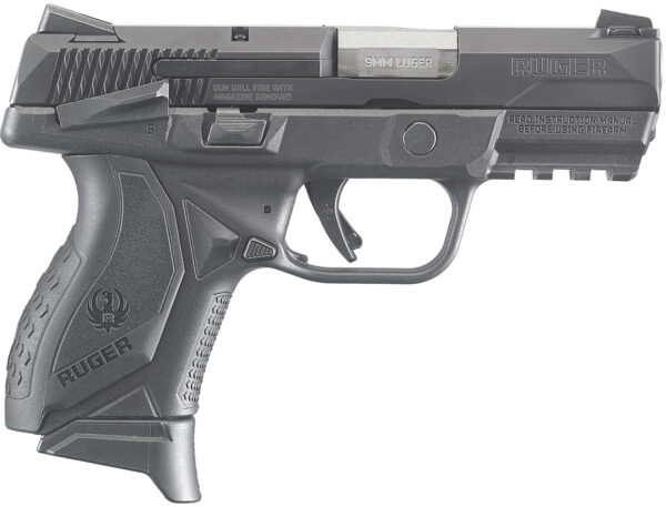 Ruger 8639 American Pistol Compact 9mm Luger 3.55" Barrel 17+1 Or 12+1, Black Polymer Frame With Picatinny Acc. Rail,  Nitride Stainless Steel Slide, Ambidextrous Manual Safety