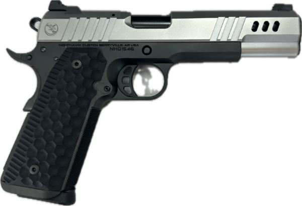 NIGHTHAWK CUSTOM BOARDROOM SERIES PRESIDENT TWO TONE STAINLESS SLIDE DLC BARREL IOS .45ACP