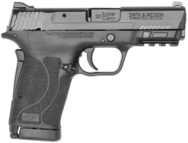 Smith & Wesson 13459 M&P M2.0 Shield EZ Micro-Compact Frame 30 Super Carry 10+1, 3.67" Black Armornite Stainless Steel Barrel & Serrated Slide, Matte Black Polymer Frame w/Picatinny Rail, Grip Safety