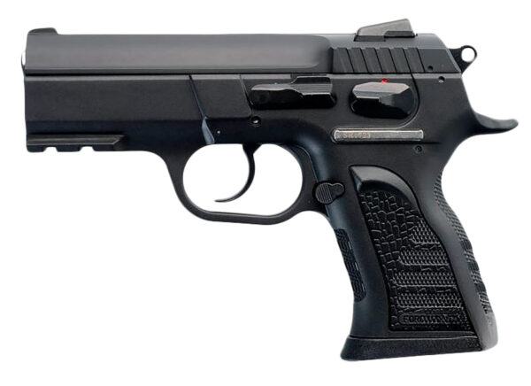 Tanfoglio IFG TF-COMPACTF-10 Force Compact F 10mm Auto Caliber with 3.62" Barrel, 11+1 Capacity, Overall Black Finish, Picatinny Rail Frame, Serrated Steel Slide & Rubber Grip