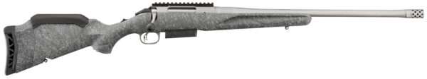 Ruger 46905 American Gen 2 450 Bushmaster 3+1, 20" Gun Metal Gray Cerakote Steel Threaded Barrel, Gun Metal Gray Cerakote Receiver w/Picatinny Rail, Gray Splatter Adjustable Synthetic Stock