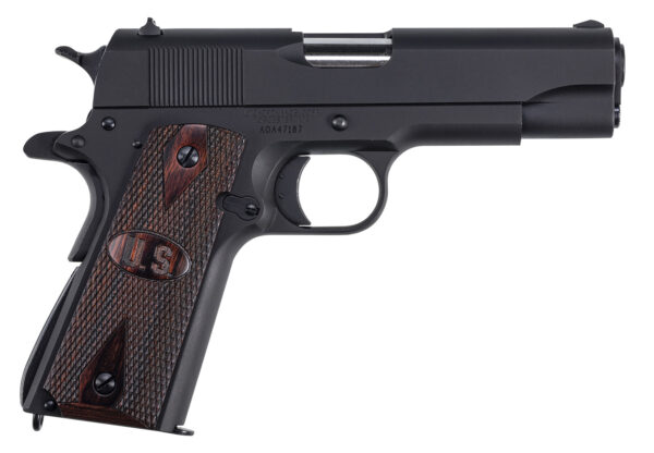 Auto-Ordnance 1911BKOCW 1911 A1 Commander 45 ACP 9+1 4.25" Matte Black Serrated  Carbon Steel Slide Matte Black Matte Black Carbon Steel Checkered Wood w/Integrated US Logo Grips Right Hand
