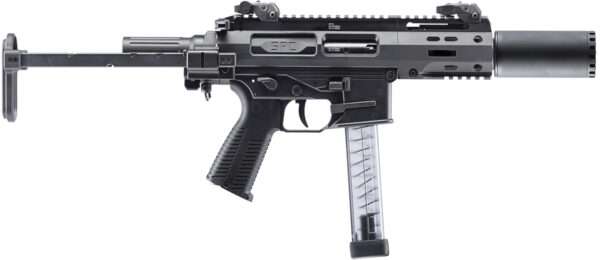 B&T Firearms 500003SDTB SPC9 SD 9mm Luger 33+1 4.50" with RBS Suppressor, Black, Tele Brace Adapter, Polymer Grip (OEM Mag)