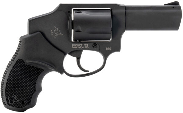 Taurus 2-850131 850  Small 38 Special 5 Shot 3" Matte Black Alloy Steel Barrel, Cylinder & Frame, Black Rubber Grip, Transfer Bar Safety, Concealed Hammer