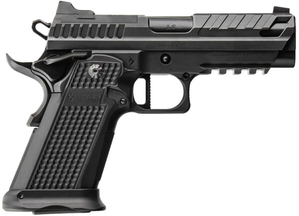 Fusion Firearms XP9BLK XP Pro 9mm Luger 17+1 4" Black Tennifer Bull Barrel, Black Optic Cut/Serrated/Vent Cut Slide, Black Steel Frame w/Beavertail & Picatinny Rail  Black Aluminum Grip