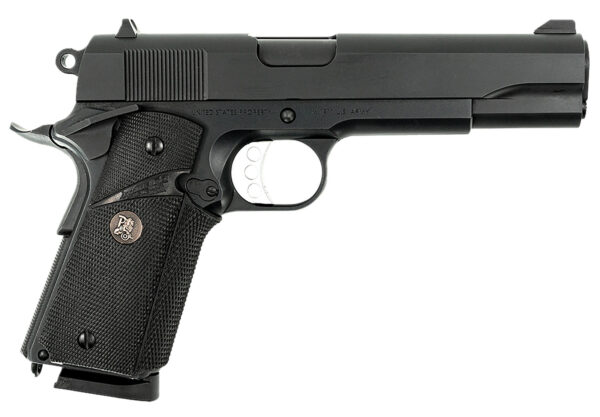 MAC 10100575 1911 Meusoc Full Size Frame 45 ACP 8+1 5" Black Target Crown Barrel, QPQ Tenifer Cerakote Steel Serrated Slide, QPQ Tenifer Cerakote Steel Frame w/Beavertail, Black Pachmayr Grip