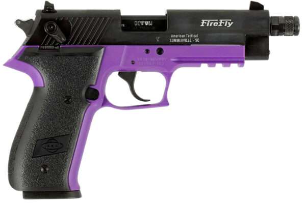 GSG GERG2213TFFLA FireFly  22 WMR 13+1 4.90" Black Threaded Barrel, Aluminum Serrated Slide, Purple Aluminum Frame w/Picatinny Rail, Textured Grip