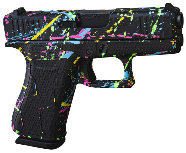 Glock UX4350204NSPLT G43X  Slim Sub-Compact Frame 9mm 10+1 3.41" Black GMB Barrel, Black Splatter Cerakote Serrated Steel Slide, Polymer Frame & Grip