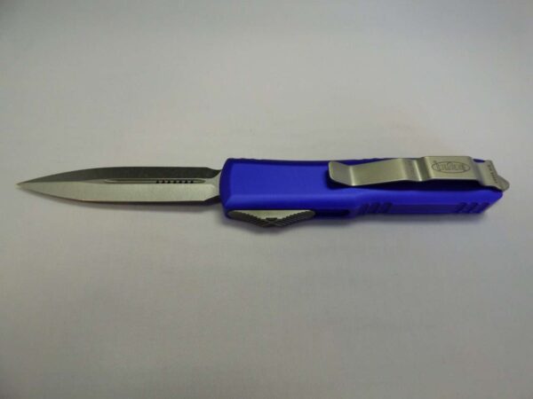 MICROTECH UTX-85 DOUBLE EDGED PURPLE STONEWASH STANDARD CLIP SIDE