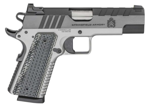 SPRINGFIELD ARMORY 1911 EMISSARY 4.25" .45 ACP LEFT SIDE VIEW FRONT ANGLE