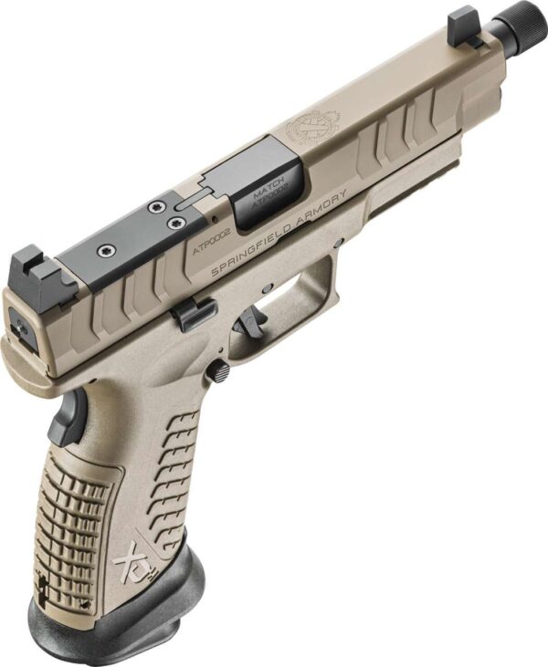 springfield armory xd-m elite 4.5" osp threaded desert fde top right side view back angle
