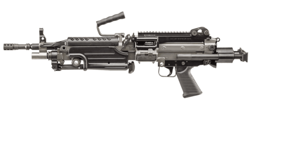 m249s para black left side view bipod and stock closed