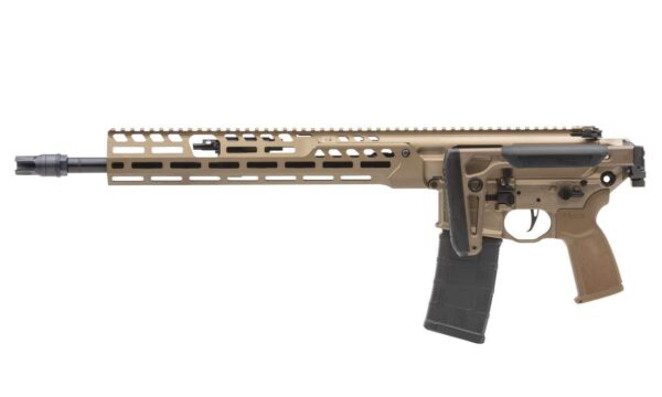 SIG SAUER MCX-SPEAR LT COYOTE TAN 16" 5.56 NATO LEFT SIDE VIEW STOCK FOLDED