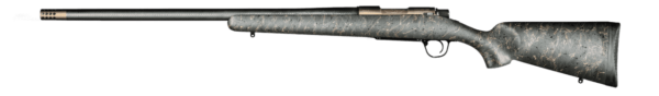 CHRISTENSEN ARMS RIDGELINE 6.5 CREEDMOOR 24" BURNT BRONZE w/ GREEN STOCK WITH BLACK/TAN WEBBING LEFT SIDE VIEW