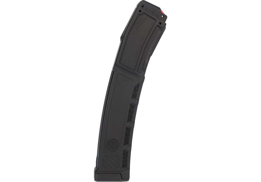 SIG SAUER MPX 35 ROUND POLYMER MAGAZINE LEFT SIDE VIEW LAYING FLAT