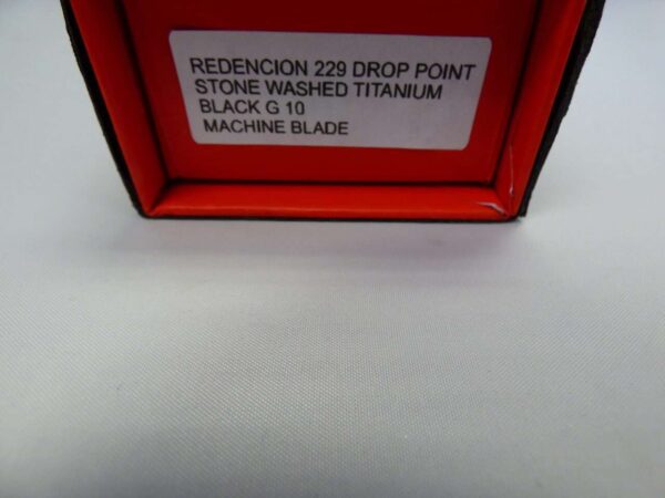CHAVES REDENCION 229 DROP POINT STONEWASHED TITANIUM BLACK G-10 MACHINE BLADE LABEL