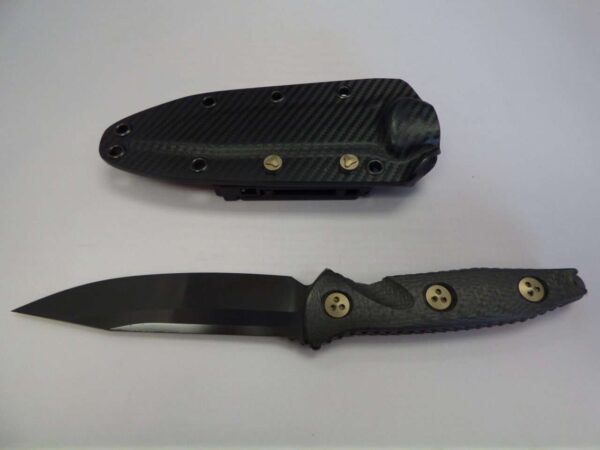 MICROTECH SOCOM ALPHA SINGLE EDGE SIGNATURE SERIES CARBON FIBER HANDLE DLC STANDARD WITH SHEATH EDGE UP