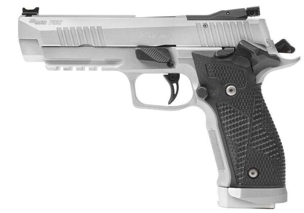 SIG SAUER P226 XFIVE STAINLESS HOGUE BLACK G10 PIRANHA GRIPS 9MM LEFT SIDE VIEW