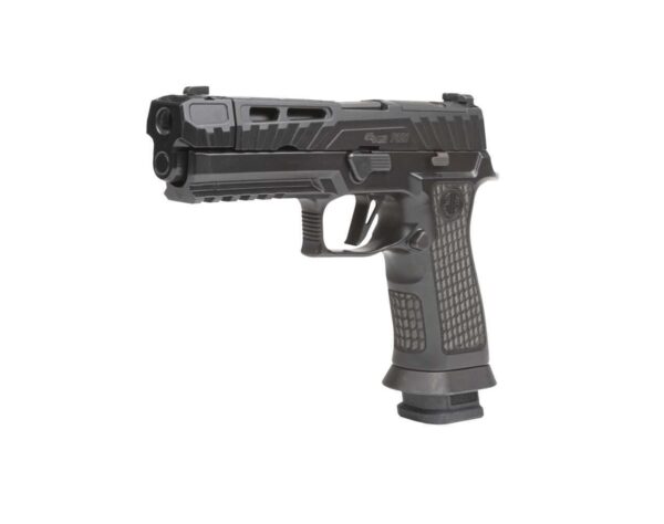 SIG SAUER P320 SPECTRE COMP BLACKOUT 9MM LET SIDE VIEW FRONT ANGLE
