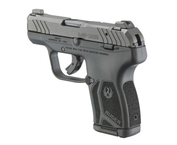 RUGER LCP MAX COBALT CERAKOTE/BLACK LEFT SIDE VIEW REAR ANGLE