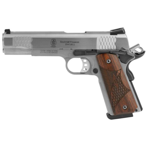 smith and wesson 1911 e-series stainless steel left side view