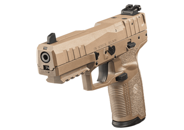FN FIVE-SEVEN MRD FDE 5.7X28 TOP LEFT SIDE VIEW FRONT ANGLE