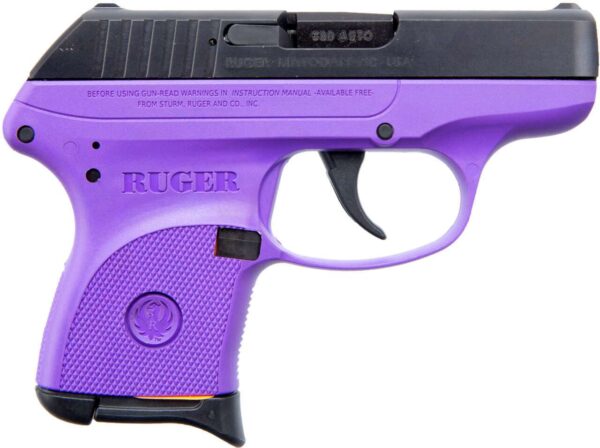 RUGER LCP PURPLE GRIP BLACK SLIDE .380ACP RIGHT SIDE VIEW
