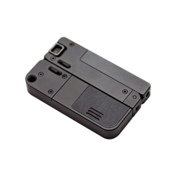 TRAILBLAZER FIREARMS LIFECARD BLACK 22LR OPEN RIGHT SIDE VIEW WITH AMMO COMPARTMENT OPEN