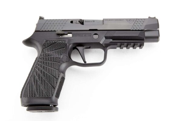 WILSON COMBAT SIG SAUER P320F BLACK STRAIGHT TRIGGER WITH ACTION TUNE BOTTOM RIGHT SIDE VIEW