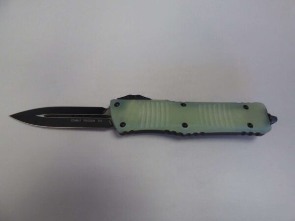 MICROTECH COMBAT TROODON DOUBLE EDGE SIGNATURE SERIES JADE GREEN G-10 COMPOSITE TOP STANDARD LABEL