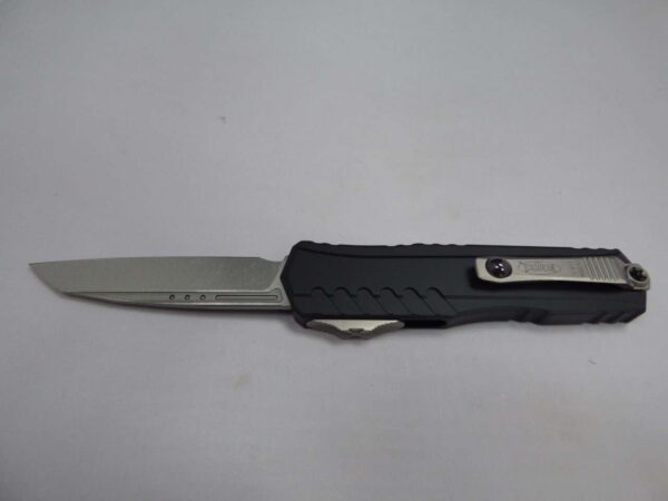 MICROTECH KNIVES CYPHER II SINGLE EDGE STONEWASH STANDARD EDGE UP