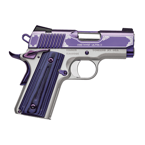 kimber amethyst ultra ii right side view ejection port/chambering scroll work close up
