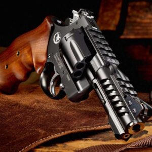 KORTH NXS 8-SHOT .357 MAGNUM 4" W/ 9MM CYLINDER RIGHT SIDE VIEW FRONT ANGLE