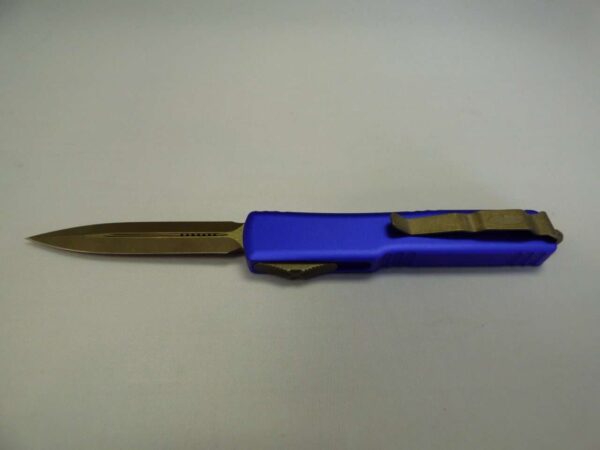 MICROTECH UTX-70 DOUBLE EDGED PURPLE BRONZED APOCALYPTIC STANDARD CLIP SIDE