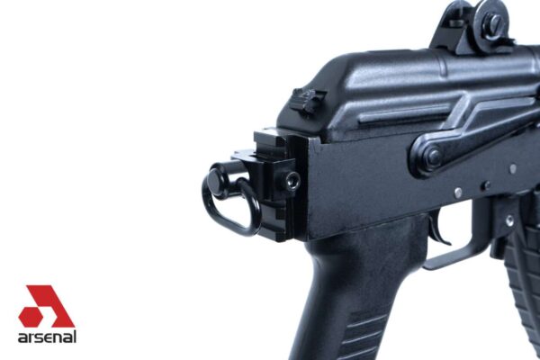 ARSENAL INC SAM7K-44 GENESIS PISTOL W/ REAR PICATINNY RAIL 7.62X39 RIGHT SIDE VIEW REAR CLOSE UP WITH QD MOUNT AND SWIVEL ATTACHED