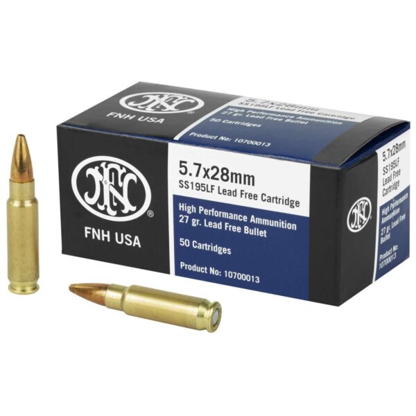 FN Herstal SS195 5.7x28mm 50 round box of ammunition with two loose rounds
