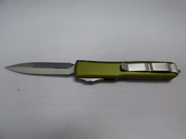 MICROTECH ULTRATECH DOUBLE EDGE OD GREEN STONEWASH STANDARD CLIP SIDE