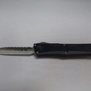 MICROTECH COMBAT TROODON DOUBLE EDGE STONEWASH PARTIAL SERRATED CLIP SIDE