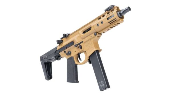 NOVESKE GEN4 SPACE BABY 5.5" TIGER EYE BROWN SHORT BARREL RIFLE BOTTOM RIGHT SIDE VIEW FRONT ANGLE