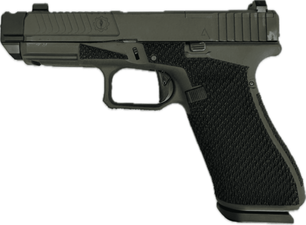 AGENCY ARMS GLOCK 45 SAGE DYNAMICS OD GREEN AOS 9MM LEFT SIDE VIEW
