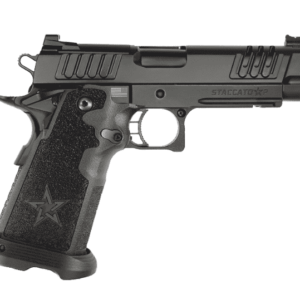 STACCATO P DPO X SERIES SERRATIONS DLC THREADED BARREL WITH ICE COMPENSATOR ALLOY FRAME TAC TEXTURE GRIP 9MM RIGHT SIDE VIEW